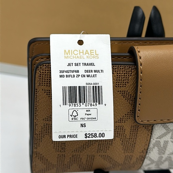 Michael Kors Medium Bifold Signature Logo Wallet Deer Multi Color - Picture 7 of 13